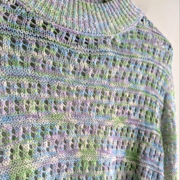 Zara pastel crochet knit cotton crop sweater - Picture 3 of 7